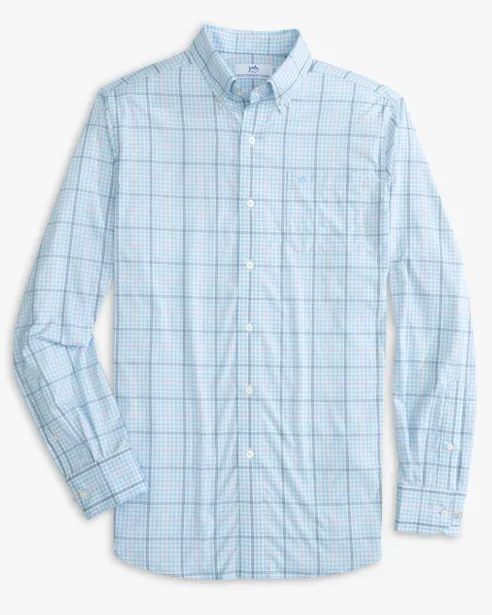 Southern Tide brrr° Intercoastal Rainer Check Long Sleeve Sport Shirt - Clearwater Blue