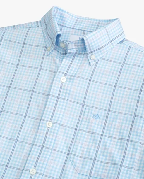 Southern Tide brrr° Intercoastal Rainer Check Long Sleeve Sport Shirt - Clearwater Blue