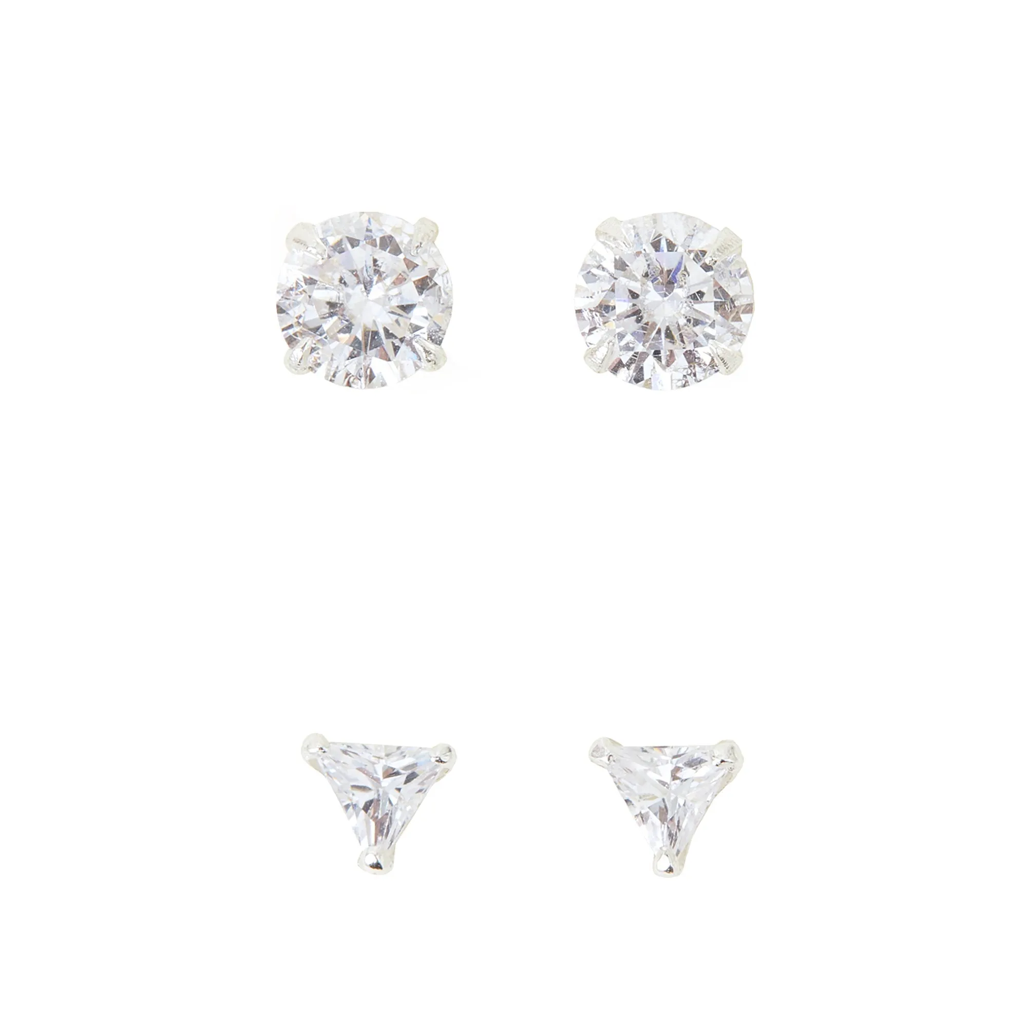 Sterling Silver Sparkle Charm Stud Set Of Two