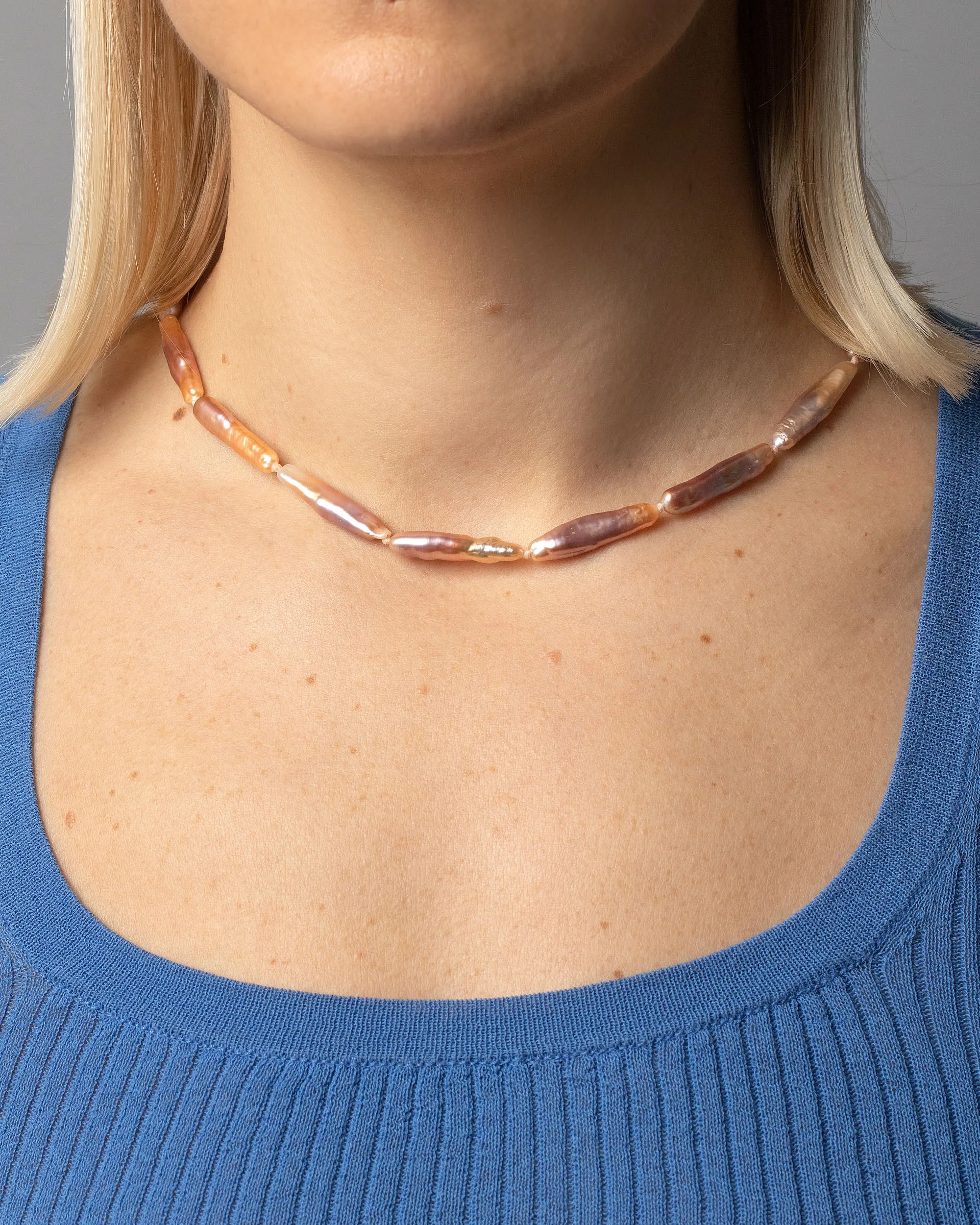 Stick Pearl Strand Necklace - Blush