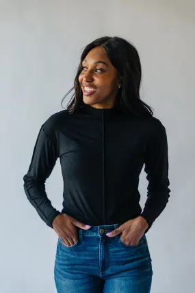 The Aida Stitch Detail Long Sleeve Top in Black