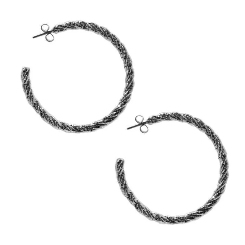 Tightrope Walker Gunmetal Black Hoop Earring